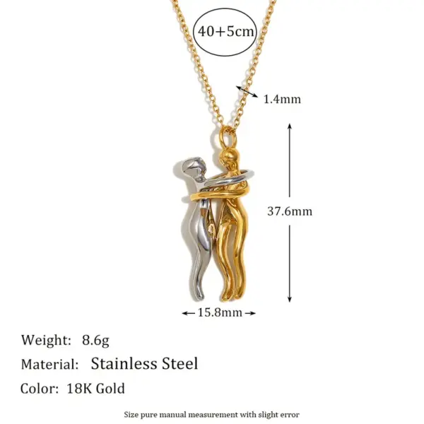 Wholesale PVD Coated Real Gold Plated 18K Human 304 Stainless Steel Vintage Style Classic Waterproof Non Tarnish Pendant Necklace