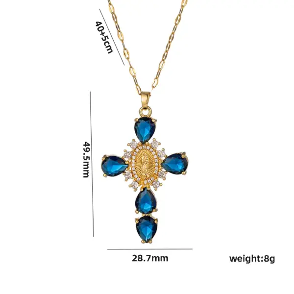 Ion Plating (IP) Real Gold Plated Cross Stainless Steel Shiny Waterproof Non Tarnish Titanium Steel Pendant Necklace