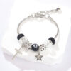 Wholesale Crystal Black Bead Star Cross Adjustable Bracelet