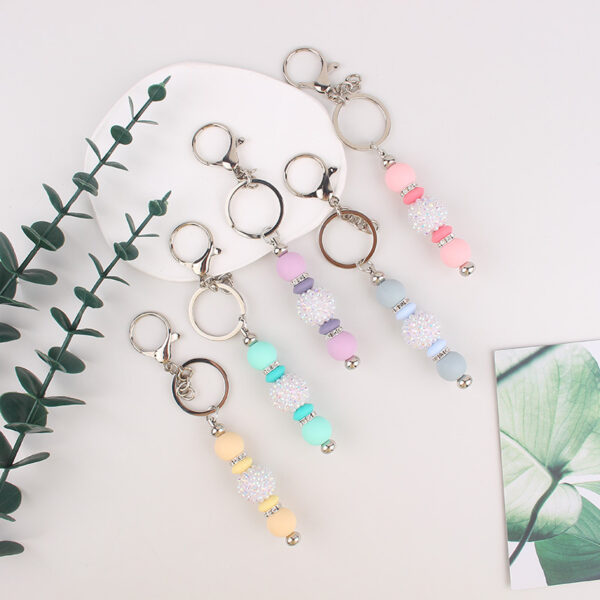 Wholesale New Bling Bead Tassel Keychain Personalized Pendant Key Ring Bag Pendant Pendant Silicone Keychain
