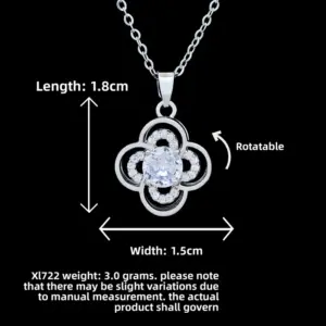 XL722 White Four-Petal Flower Necklace / Silver