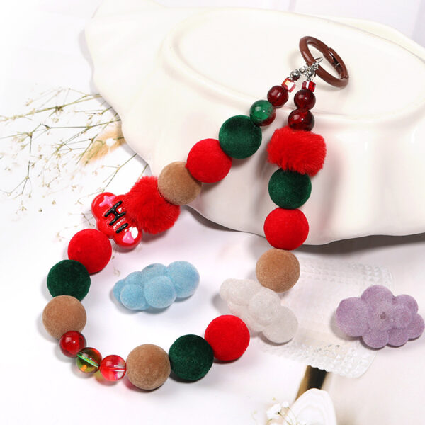 Wholesale Flocking Color Cloud Beads Acrylic Cotton Cloud Vertical Hole Beads DIY Mobile Phone Chain Keychain Accessories