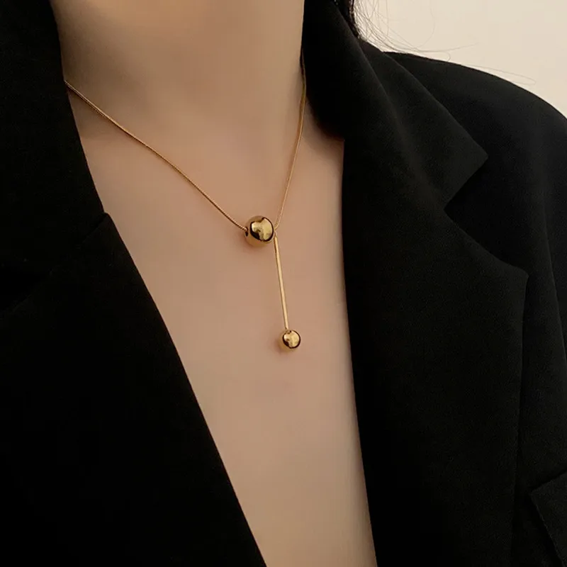 Wholesale PVD Coated Real Gold Plated 18K Gold Solid Color 304 Stainless Steel IG Style Waterproof Non Tarnish 304 Stainless Steel Necklace