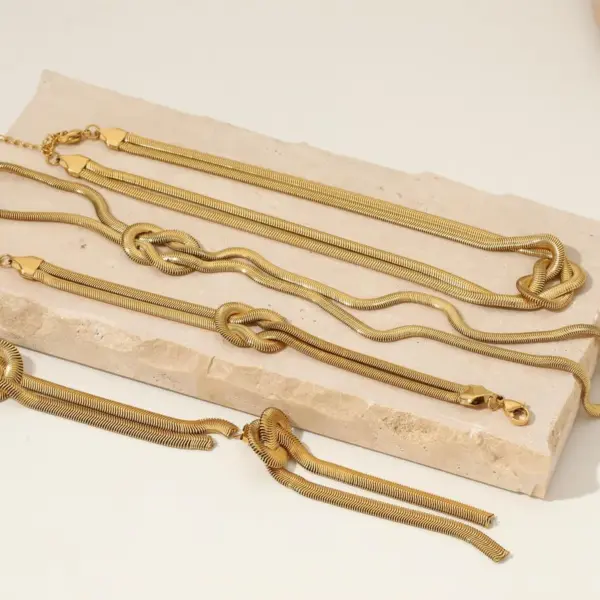 Wholesale PVD Coated Real Gold Plated 16K Gold White Gold Plated Gold Plating Knot 304 Stainless Steel Casual Waterproof Non Tarnish Bracelets Earrings Necklace