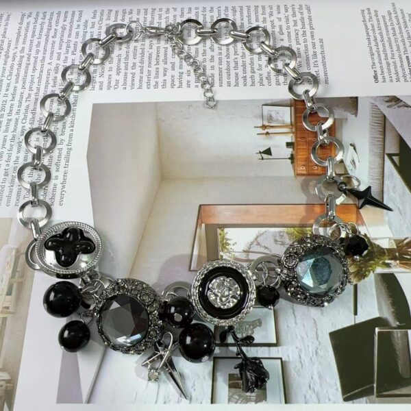 oly-e04d4fc02412fc4990edd4f51417a154 Wholesale Y2g black memories button star necklace heavy industry girl sweet cool Asian culture exaerated gothic punk clavicle chain