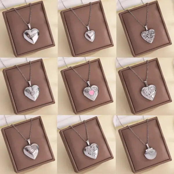 Wholesale Jewelry IG Style Heart Shape 204 Stainless Steel Plating Pendant Necklace Locket Necklace Cable Chain
