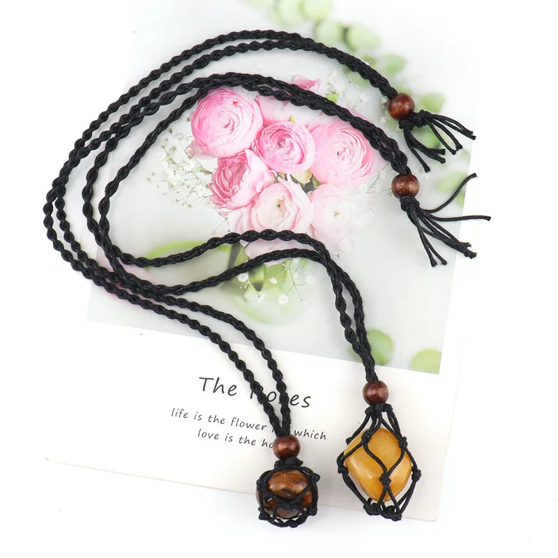 Wholesale Ethnic Style Geometric Crystal Handmade Natural Stone Pendant Necklace 1 Piece