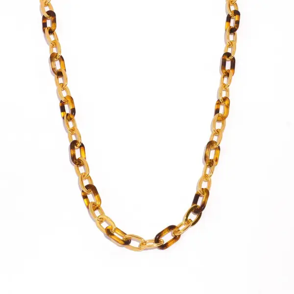 Summer Ladies 18K Gold Plated Stainless Steel Leopard Print Necklace Fashionable Casual Minimalist Style Four Seasons Universal