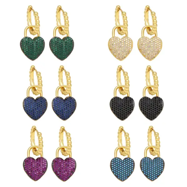 Wholesale Fashion Simple Style Heart Shape Copper Plating Inlay Zircon Drop Earrings 1 Pair
