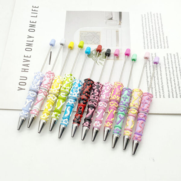 Wholesale DIY hand-painted painting oil beaded pen handmade cream cute pen multicolor swirling bead ballpoint pen in stock