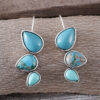 Wholesale Retro Bohemian style teardrop-shaped turquoise inlaid earrings