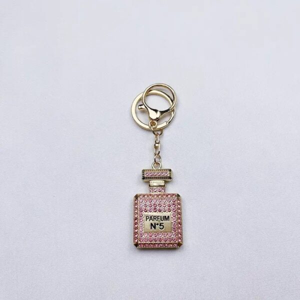Wholesale Diamond-Encrusted Perfume Bottle Accessory Temu Gift Car Key Amazon Cross-Border Metal Keychain Key Pendant for Festivals