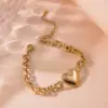 oly-e06a007ac0c399eaceceb24f5122c2f0 Wholesale Ion Plating (IP) 18K Gold Plated Heart Shape 304 Stainless Steel Hip-Hop Simple Style Cool Waterproof Non Tarnish Bracelets