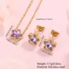 Wholesale 304 Stainless Steel Glass Star Ion Plating (IP) Artificial Rhinestones 18K Gold Plated Simple Style Classic Style Streetwear Waterproof Non Tarnish Inlay Multicolor-Golden Yellow Jewelry Set