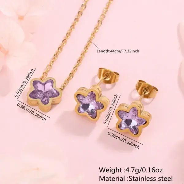 Wholesale 304 Stainless Steel Glass Star Ion Plating (IP) Artificial Rhinestones 18K Gold Plated Simple Style Classic Style Streetwear Waterproof Non Tarnish Inlay Multicolor-Golden Yellow Jewelry Set