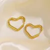 Wholesale PVD Coated 18K Gold Plated Heart Shape 304 Stainless Steel Simple Style Streetwear Waterproof Non Tarnish Earrings