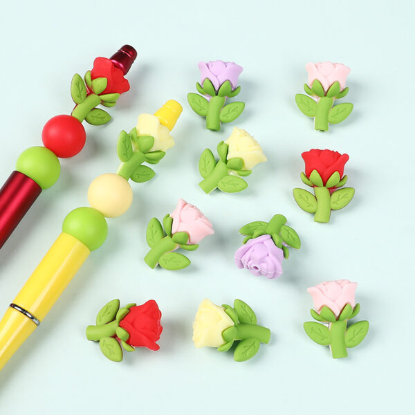 oly-e06ea10a940f88d4b052105996c17e25 Wholesale Cross-Border Stereo Rose Silicone Jewelry Beading Material DIY Bracelet Necklace Flower 3D Silicone Beads