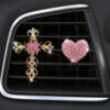 Wholesale rhinestone love car air outlet perfume clip golden rhinestone cross car air conditioning