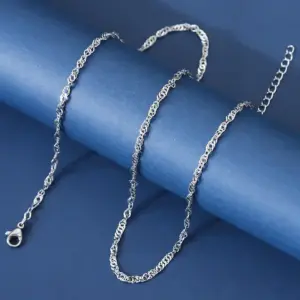 2.5mm Water Wave Chain (Steel Color) / Length: 45+5CM
