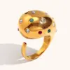 PVD Coated Real Gold Plated Geometric Stainless Steel Retro Waterproof Non Tarnish Open Rings