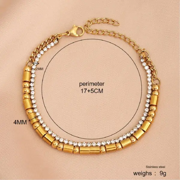 Wholesale Simple Style Classic Style Letter 304 Stainless Steel 18K Gold Plated Rhinestones Bracelets In Bulk