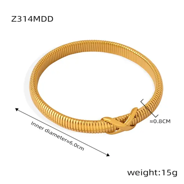 Wholesale 304 Stainless Steel Geometric PVD Coated Real Gold Plated Casual Simple Style Waterproof Non Tarnish Plating Gold Silver Bangle