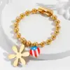 Wholesale Real Gold Plated Leaves 304 Stainless Steel Vacation Rock Classic Style Waterproof Non Tarnish 304 Stainless Steel Bracelets