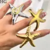 Wholesale Jewelry Hawaiian Starfish 304 Stainless Steel Plating Open Rings