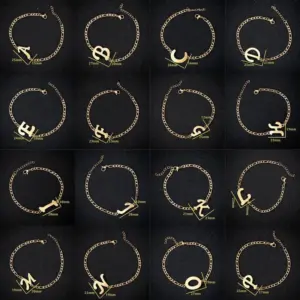 PVD Coated 18K Gold Real Gold Plated Letter 201 Stainless Steel Fashion Waterproof Non Tarnish 201 Stainless Steel Bracelets