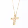 Wholesale Casual Cross 304 Stainless Steel Copper Inlay Gold Plated Silver Plated Zircon Pendant Necklace