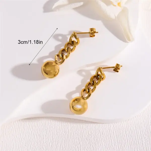Vacuum Plating 18K Gold Plated 18K Gold Round Chain 201 Stainless Steel Retro Simple Style Drop Earrings