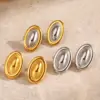 Wholesale Ion Plating (IP) 18K Gold Plated Oval 304 Stainless Steel Elegant Glam Hip-Hop Waterproof Non Tarnish Ear Studs