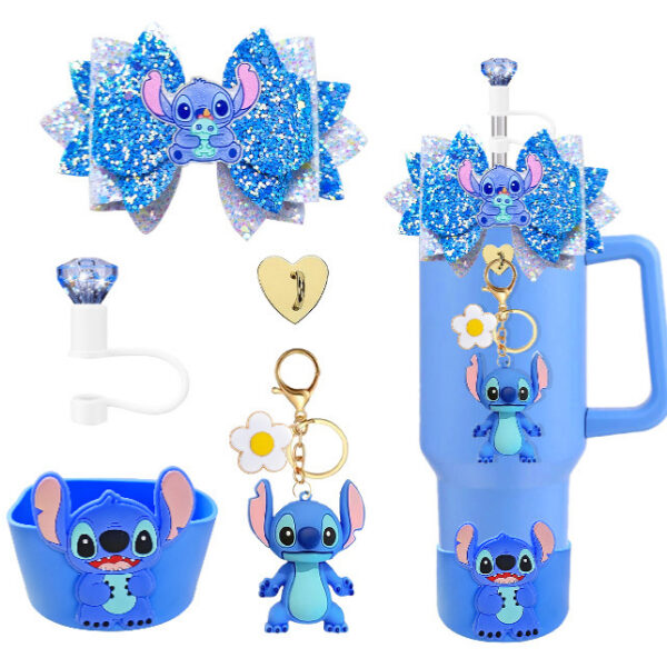 Wholesale Stindie Bow Stanley Cup Accessories Letter Tassel Cup Chain Decorative Cup Set Diamond Straw Cap Handle Rope
