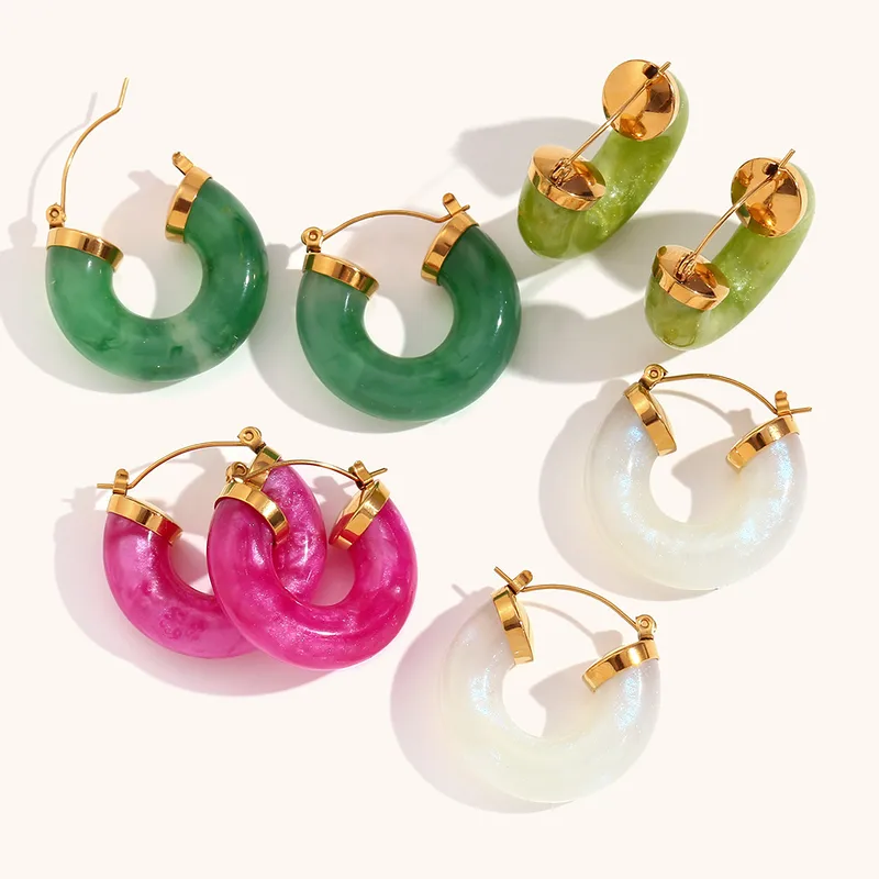 Wholesale PVD Coated Real Gold Plated Round Stainless Steel Waterproof Non Tarnish Earrings