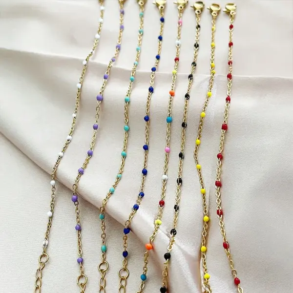 Wholesale Simple Style Solid Color Stainless Steel Chain Bracelets