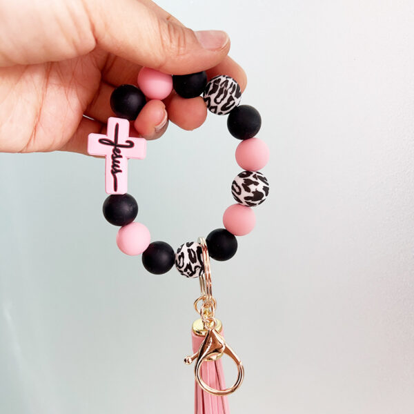 Wholesale Cross Silicone Beaded Keychain