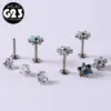 1 Piece Ear Cartilage Rings & Studs Simple Style Flower Stainless Steel Copper Plating Inlay Synthetic Opal Zircon