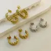 Wholesale 304 Stainless Steel C Shape Electroplated 18K Gold Plated Simple Style Ear Studs