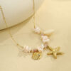 Wholesale European and American Cross-border Ocean Vacation Summer Shell Starfish Necklace 18k Stainless Steel Clavicle Chain Necklace Jewelry