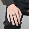 oly-e0b5fe31be0936f58e4aa4e18de69d12 Wholesale E-Commerce Retro Nordic Viking Text Luen Titanium Steel Ring Antique Sier Men's Hand Jewelry opshipping