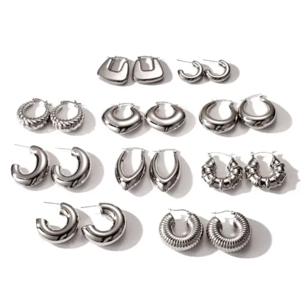 Wholesale 1 Pair Casual Classic Style C Shape U Shape Irregular Plating 304 Stainless Steel Earrings Ear Studs