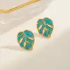 Wholesale Stainless Steel 18K Gold Plated Irregular Leaf Oil Drop Earrings Fashionable Casual Elegant Cute Novelty Design For All Seasons