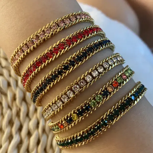 PVD Coated 18K Gold Real Gold Plated Solid Color Stainless Steel IG Style Simple Style Commute Waterproof Non Tarnish 304 Stainless Steel Bracelets