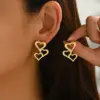 Wholesale 304 Stainless Steel Red Heart Bow Knot PVD Coated Real Gold Plated Gold Plated Casual Modern Style Simple Style Waterproof Non Tarnish Ear Studs