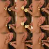 Wholesale 304 Stainless Steel Geometric PVD Coated Glass Real Gold Plated Real Gold Plated Casual Simple Style Waterproof Non Tarnish Ear Studs