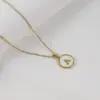 Simple Style Round Letter Stainless Steel Pendant Necklace Gold Plated Shell Stainless Steel Necklaces