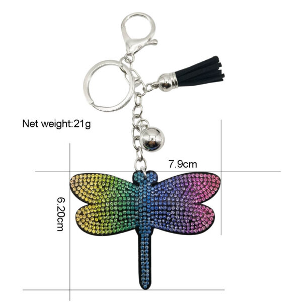 Wholesale 4pcs cute creative dragonfly pendant rhinestone keychain
