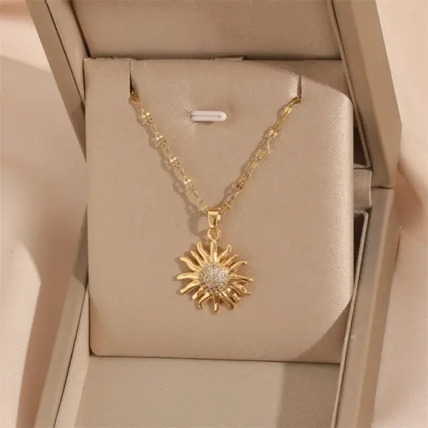 Wholesale 201 Stainless Steel Brass 18K Gold Plated Simple Style Classic Style Plating Inlay Cross Flower Planet Zircon Pendant Necklace