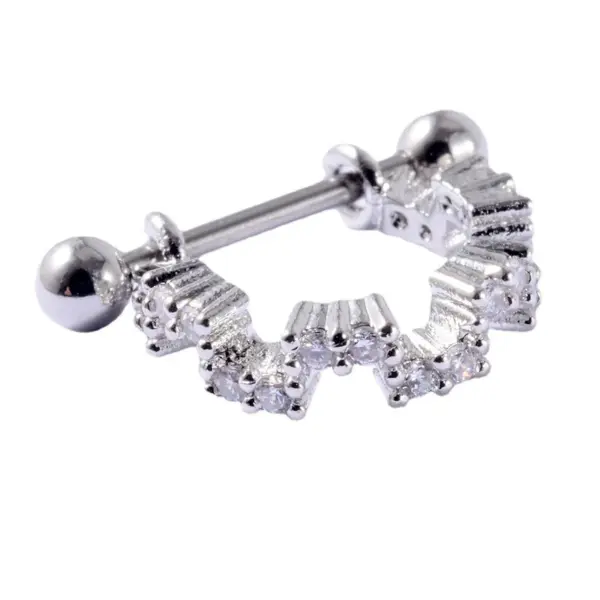 1 Piece Ear Cartilage Rings & Studs Heart Shape G23 Titanium Copper Inlay Synthetic Opal Zircon Ear Cartilage Rings & Studs