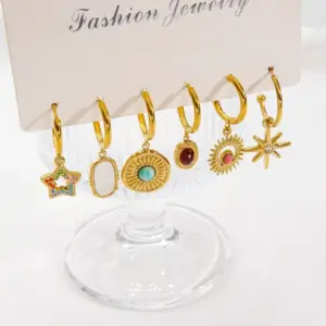 Wholesale PVD Coated 14K Gold Real Gold Plated Geometric 304 Stainless Steel Modern Style Waterproof Non Tarnish Earrings